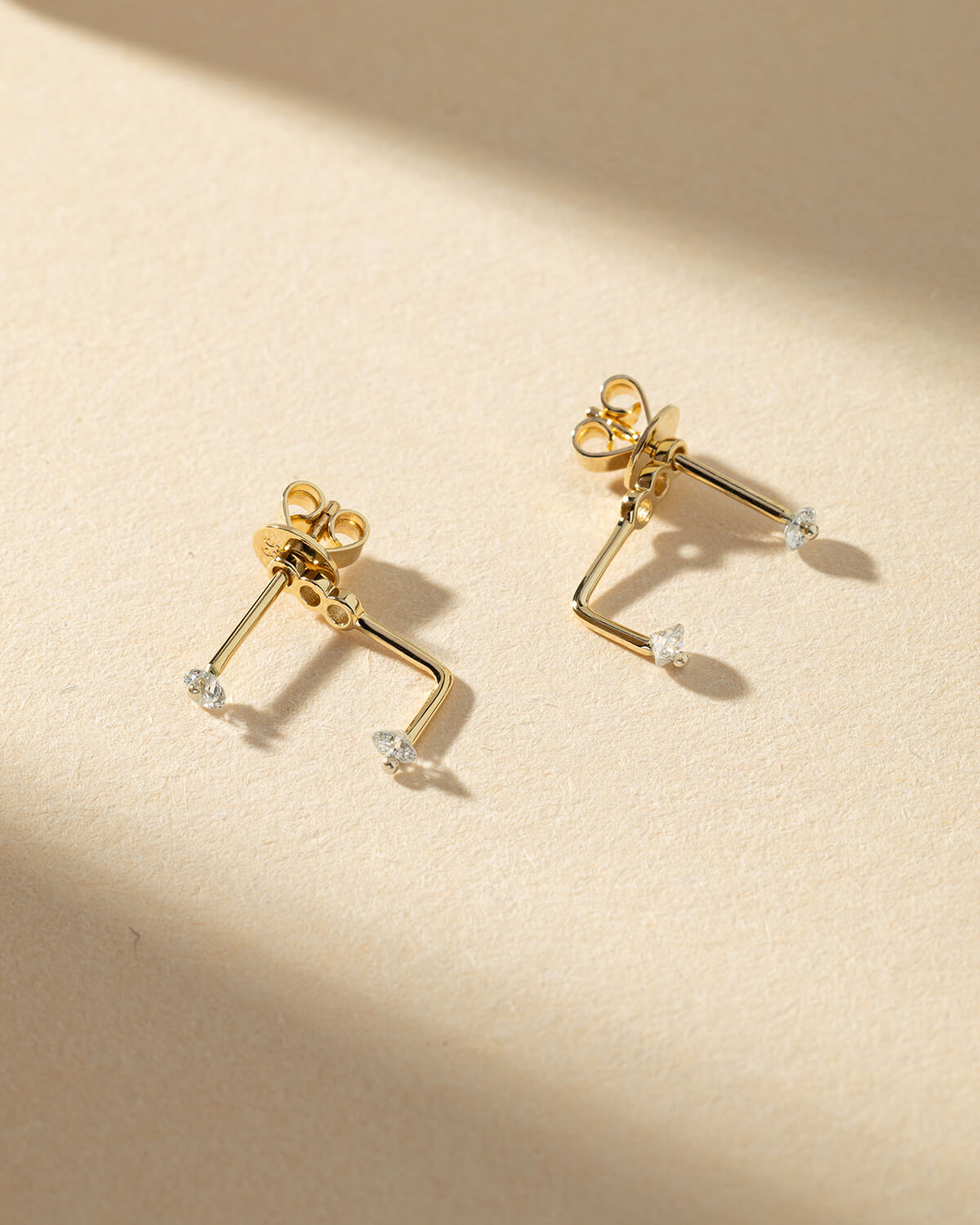 Aveline L-Shape Diamond Stud Earrings