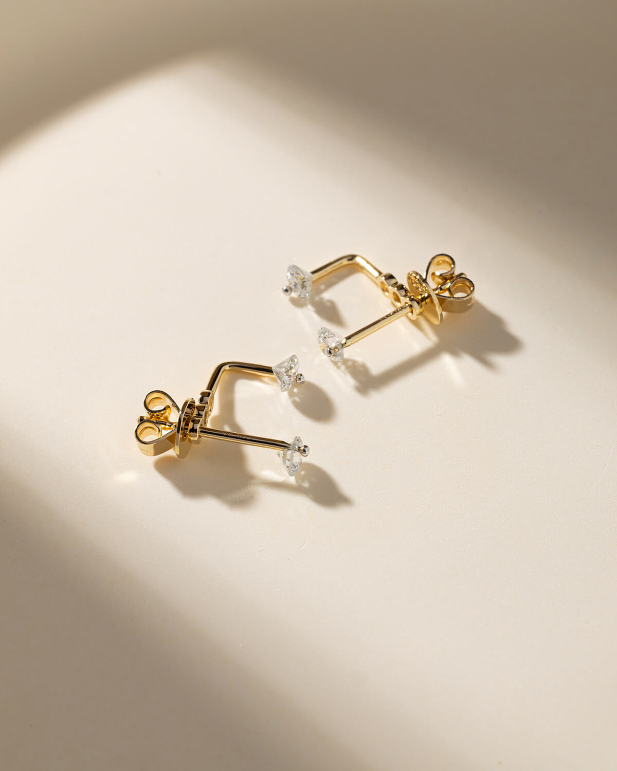 Aveline L-Shape Diamond Stud Earrings