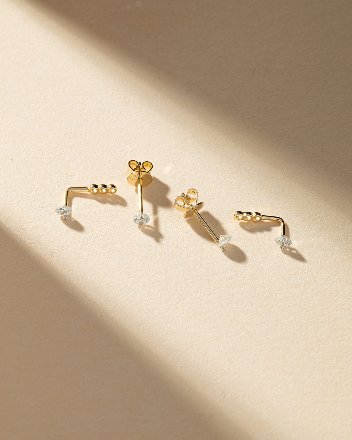 Aveline L-Shape Diamond Stud Earrings
