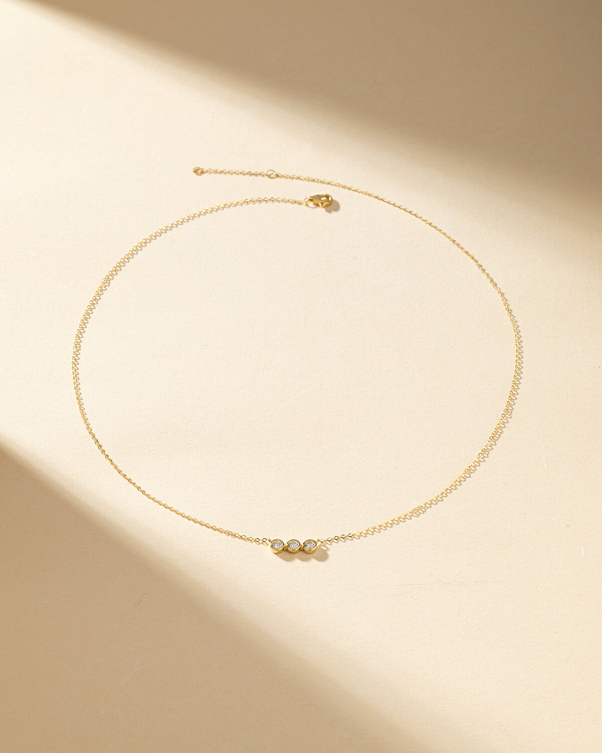 Celine Trio – Minimalist Three Diamond Necklace
