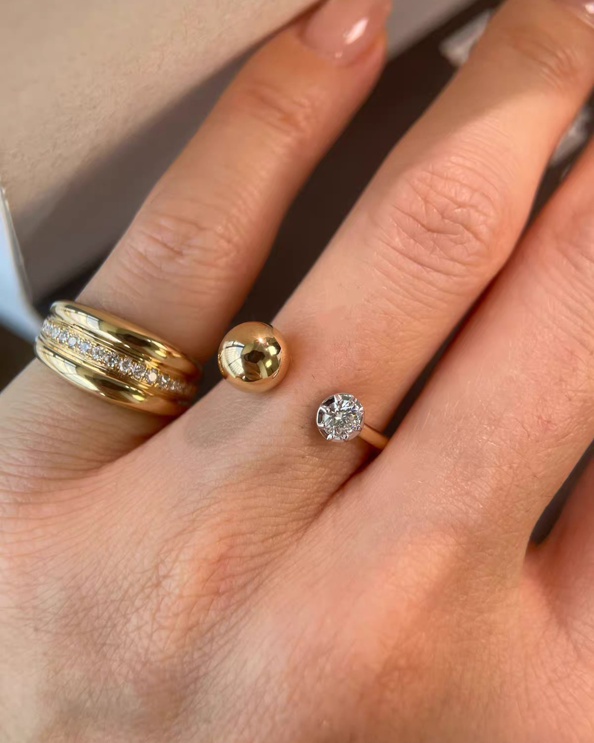 Elowen Orb Diamond Open Ring