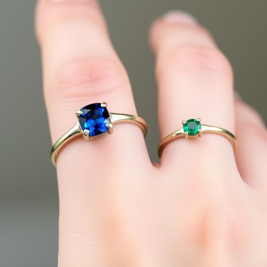 Birthstone promise rings for couples with colored gemstones