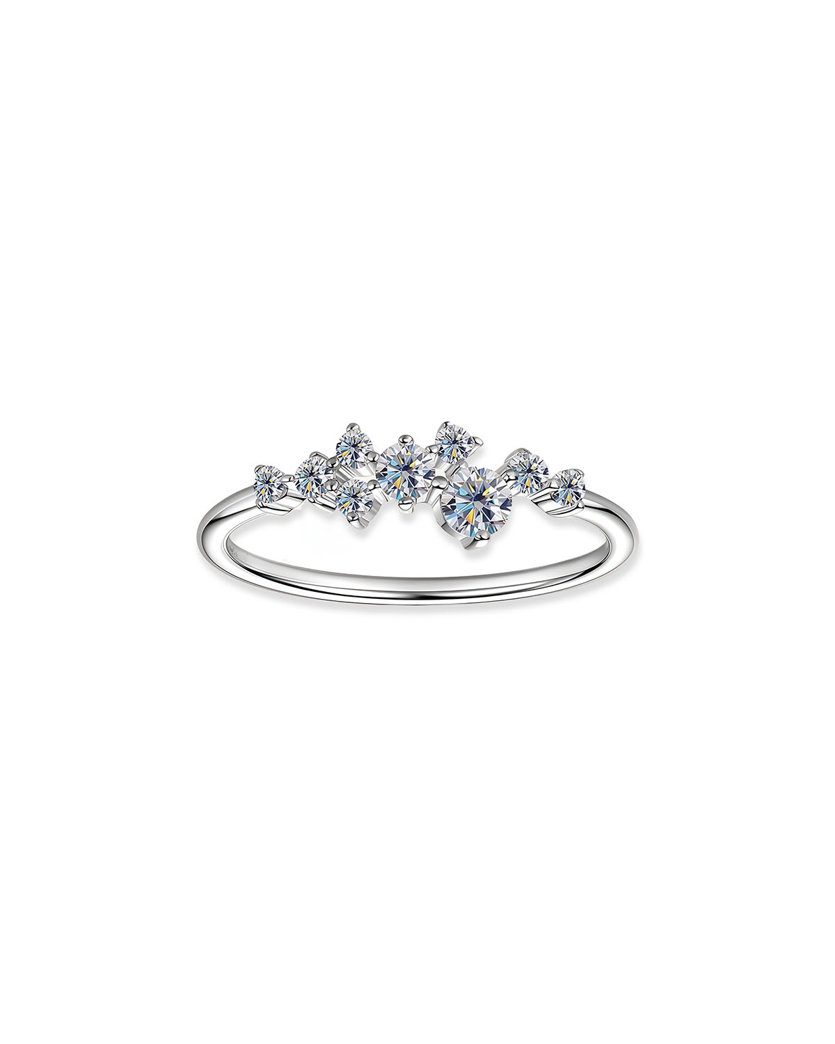 Cluster Diamond Ring 14K Gold On Silver