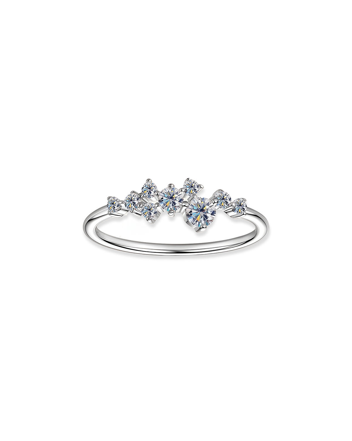 Cluster Diamond Ring 14K Gold On Silver