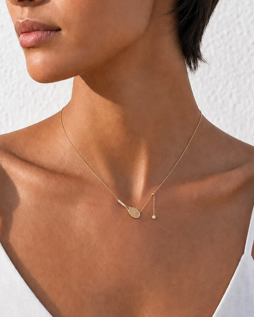 Solea Diamond Tennis Racket Necklace