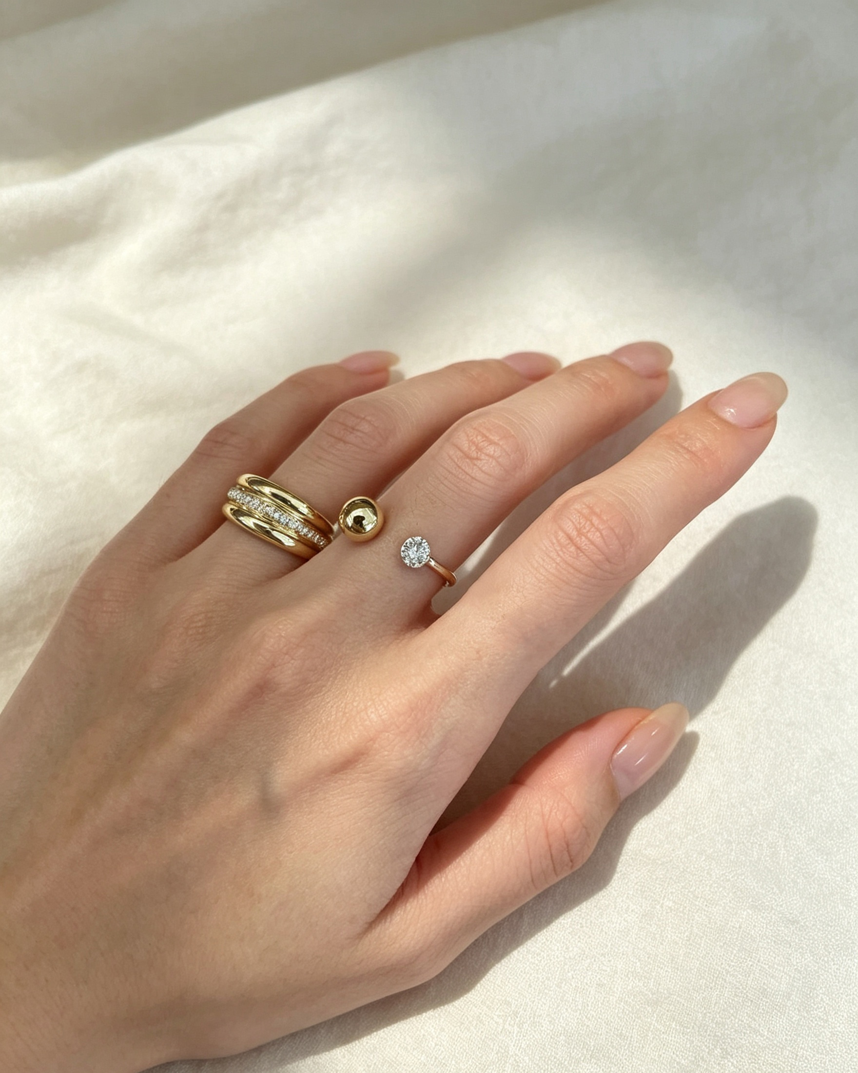 Elowen Orb Diamond Open Ring