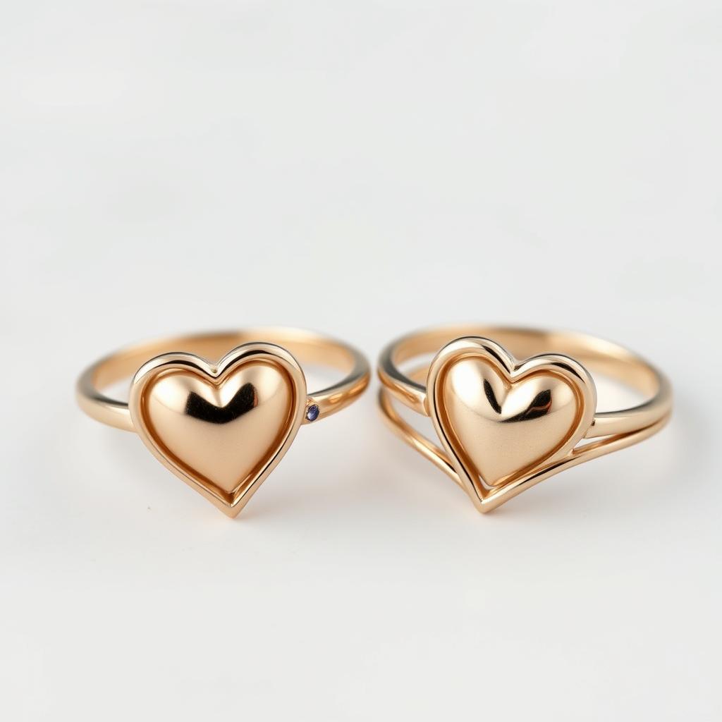 Heart-shaped promise rings for couples with gemstone accents