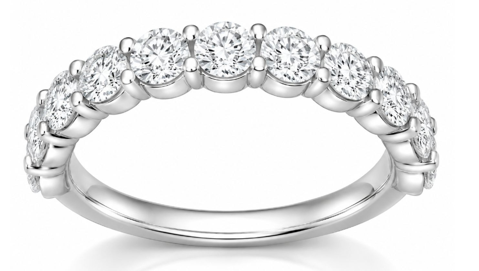 Half infinity ring size 6.5 white 14k gold with a total weight of 1.5ct lab diamonds, total $630