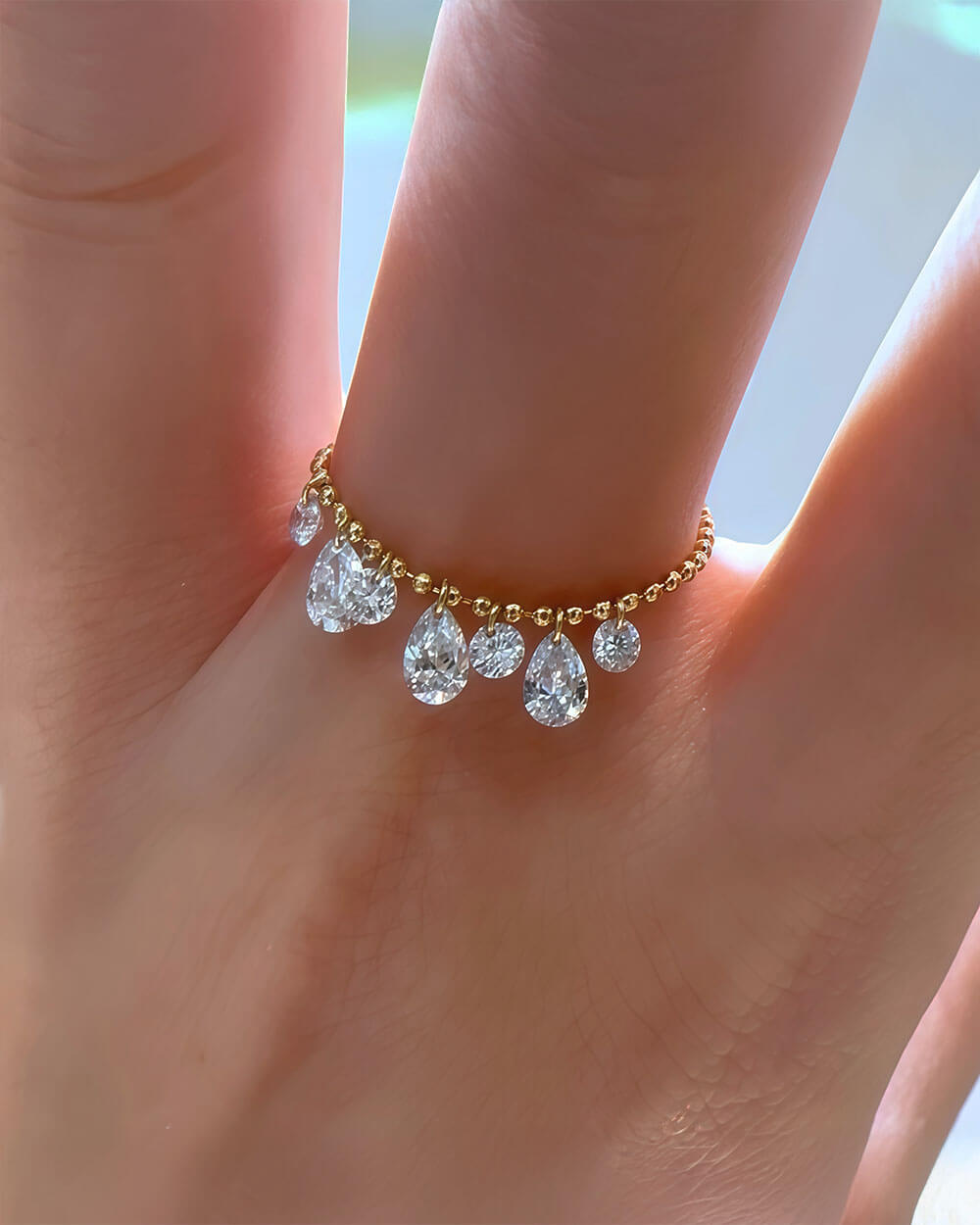 Celeste Arc – Pear Shaped Diamond Ring Adjustable