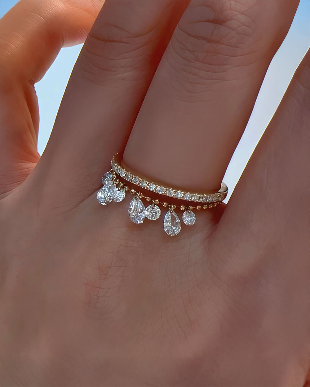 Celeste Arc – Pear Shaped Diamond Ring Adjustable