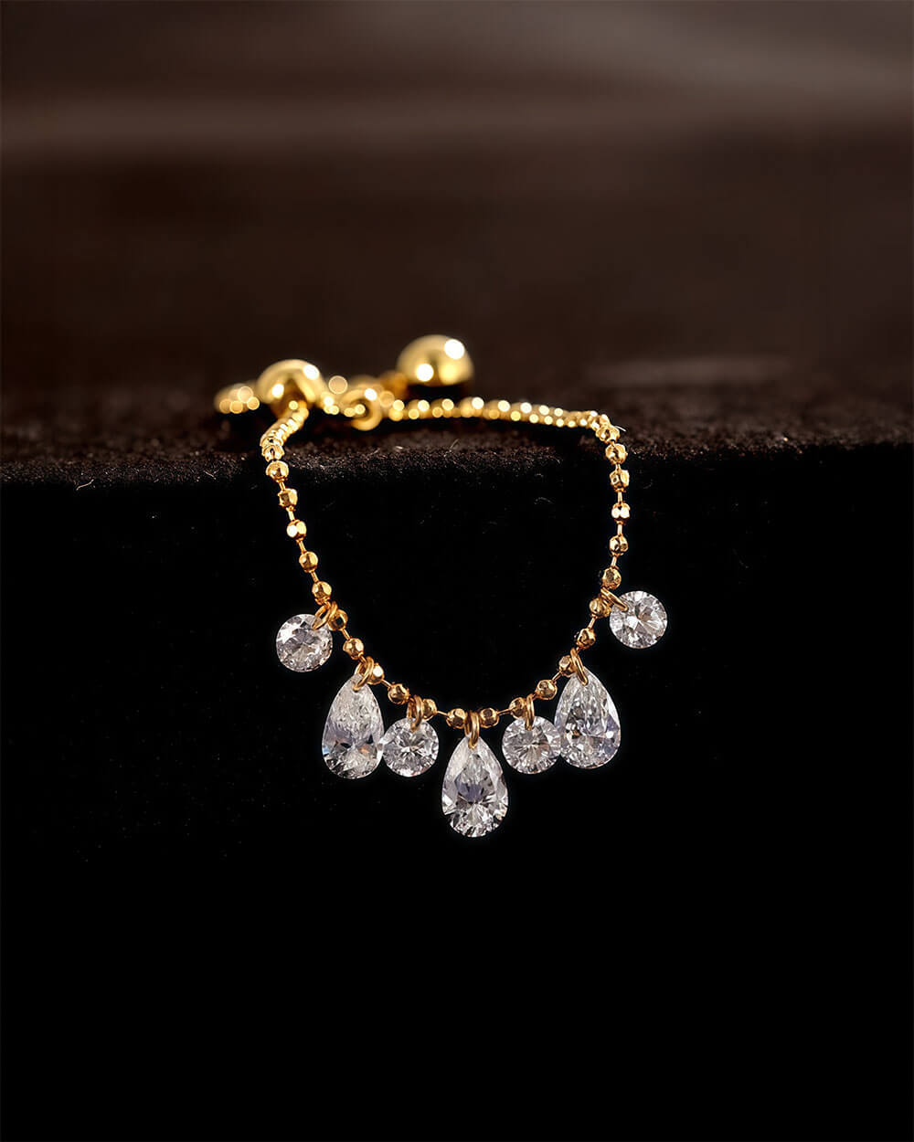 Celeste Arc – Pear Shaped Diamond Ring Adjustable