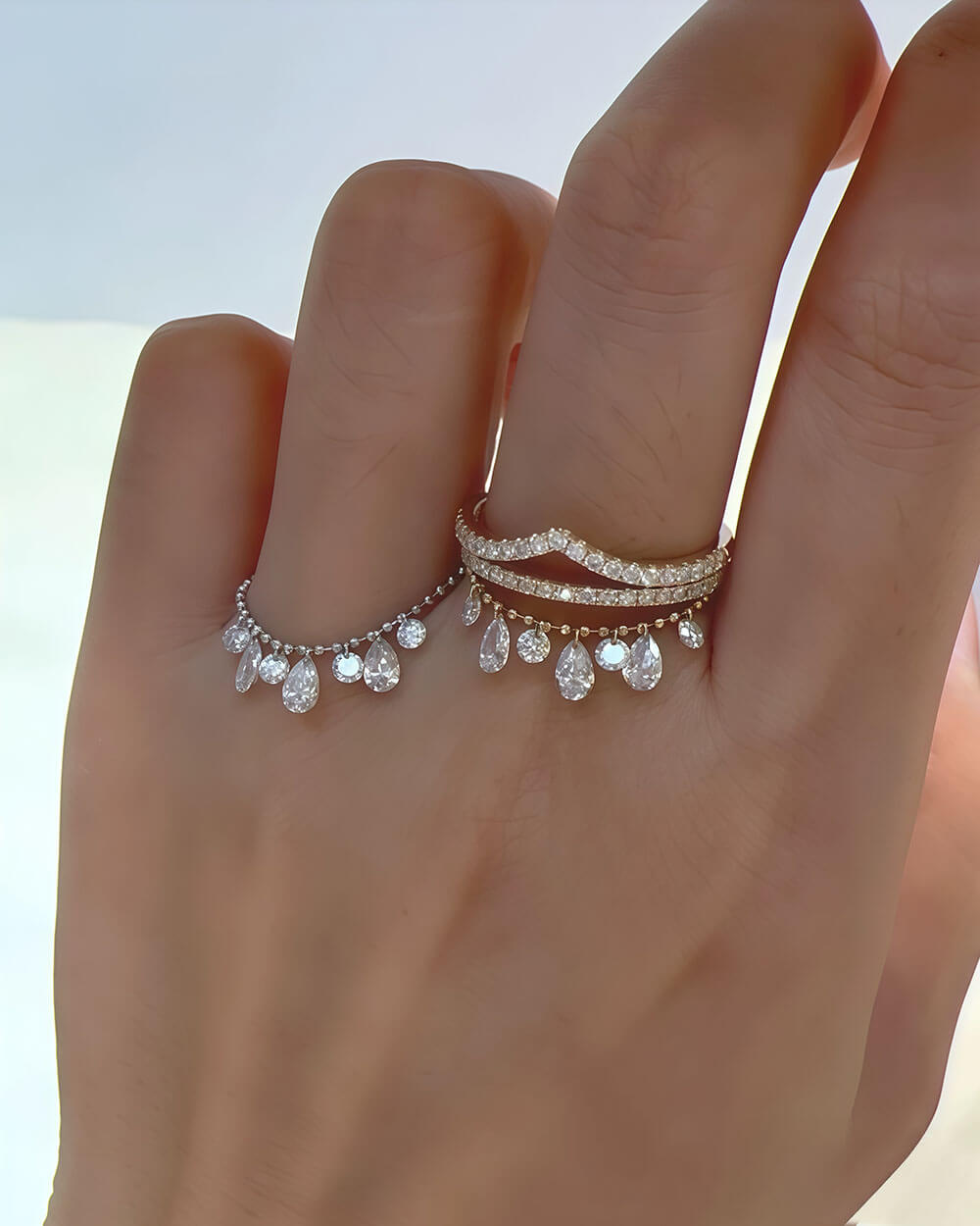 Celeste Arc – Pear Shaped Diamond Ring Adjustable