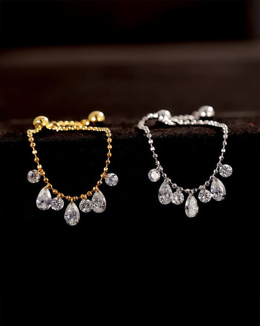 Celeste Arc – Pear Shaped Diamond Ring Adjustable