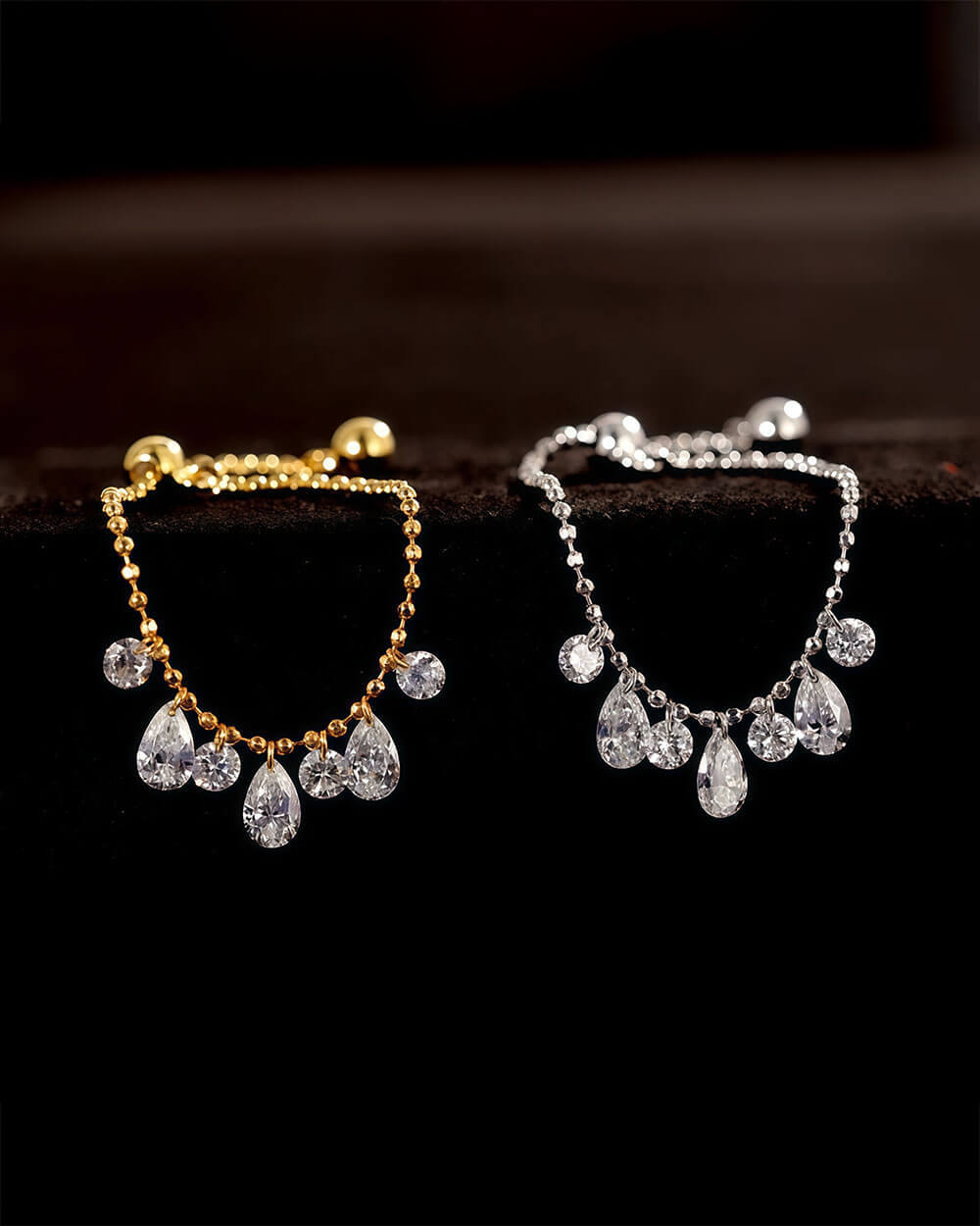 Celeste Arc – Pear Shaped Diamond Ring Adjustable