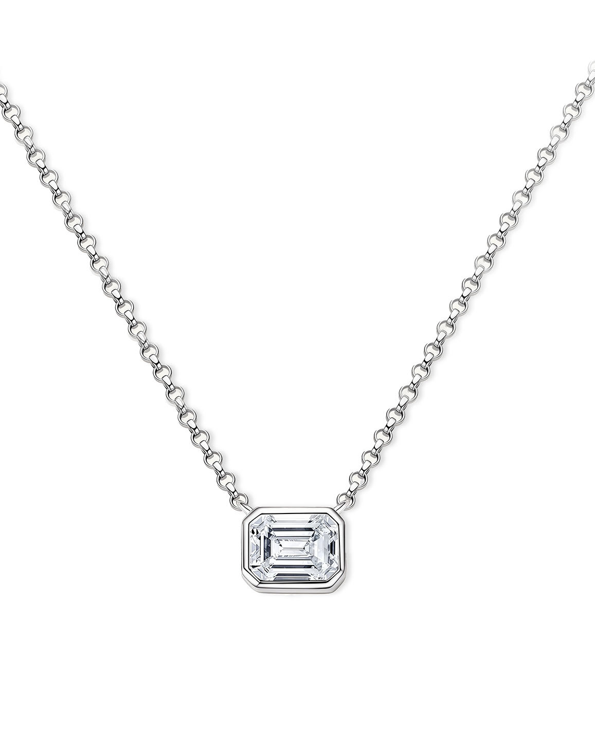 Diamond Solitaire Necklace | 1ct Emerald-Cut Design