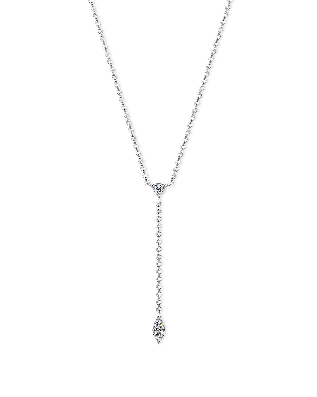 14k Gold Necklace | Double Diamond Drop