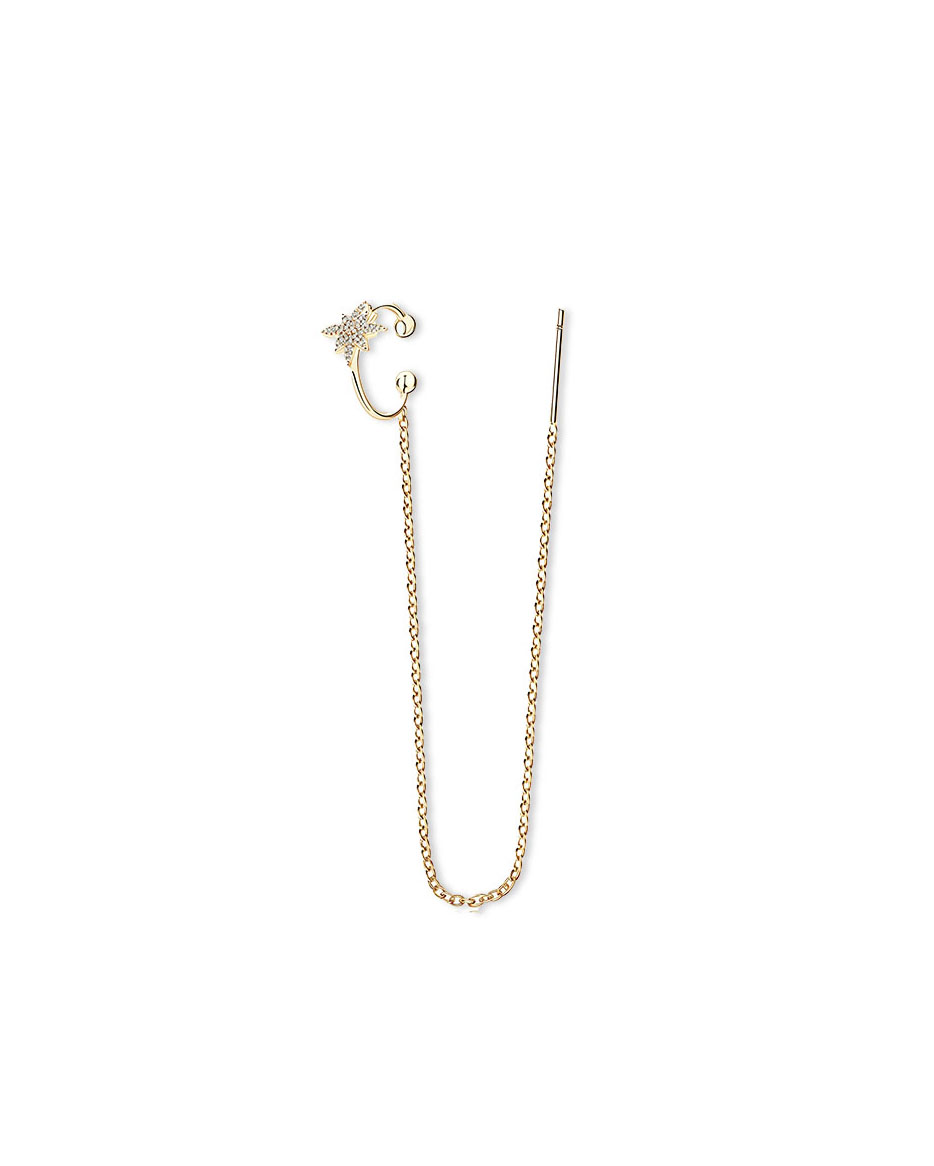 Celestial Drift-Star Through Chain  Ear Cuff