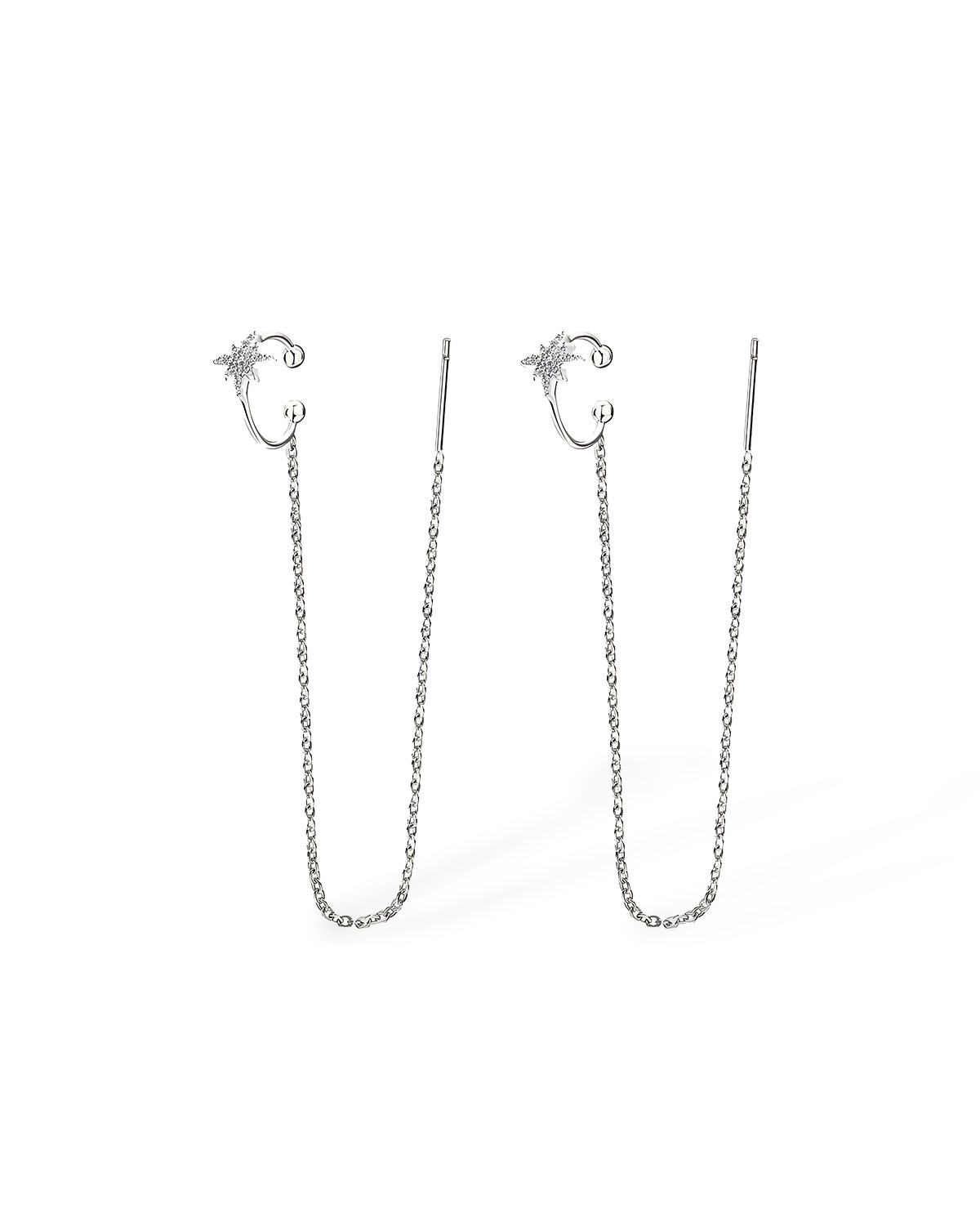Celestial Drift-Star Through Chain  Ear Cuff
