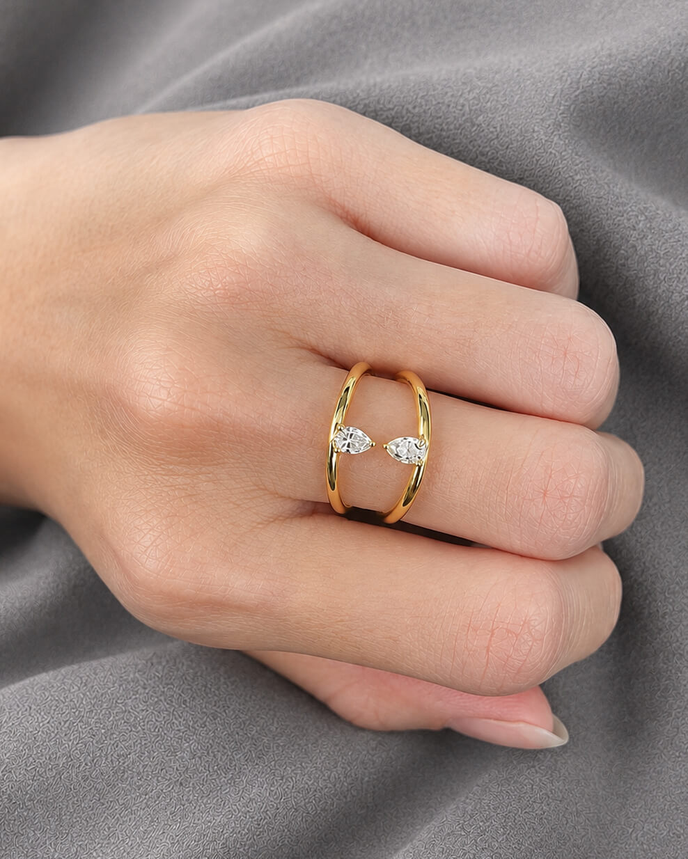 Aveline Twin Pear Diamond Ring