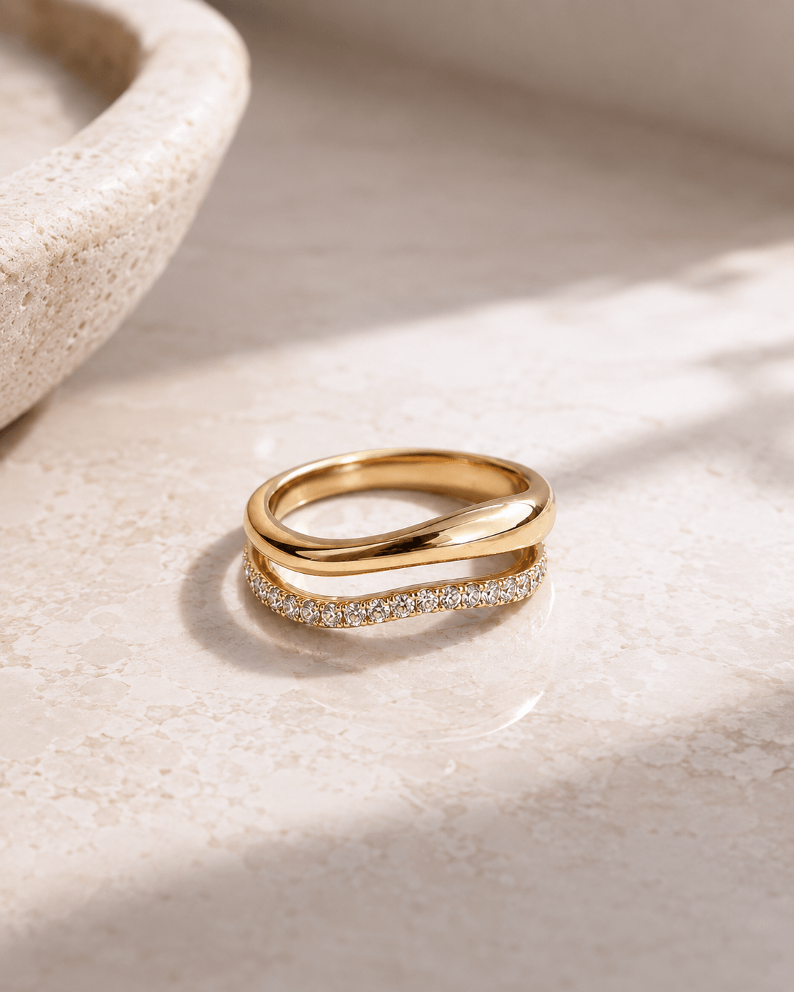 Virelle Wave Diamond Double Ring