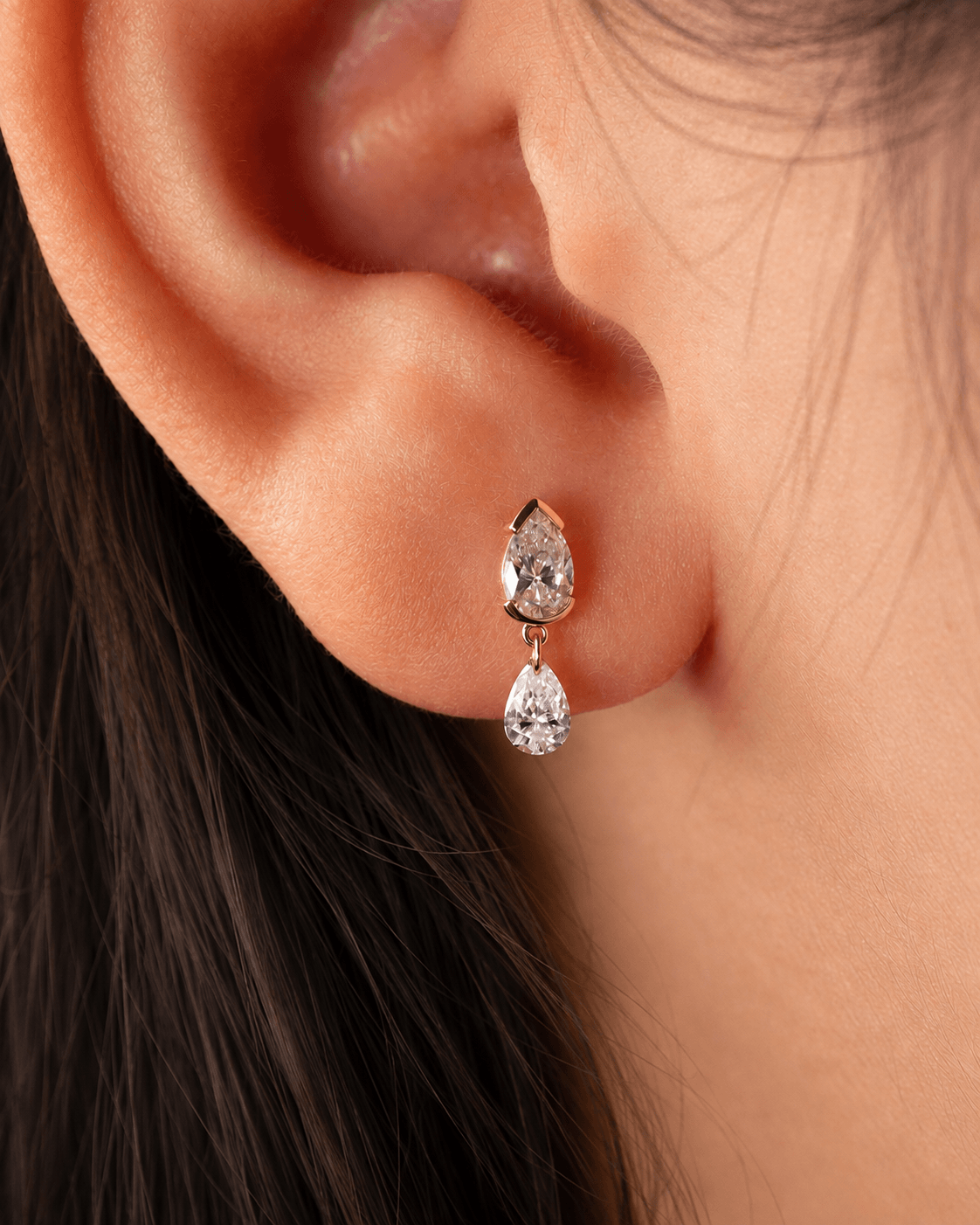 Elvaris Twin Pear Diamond Drop Earrings