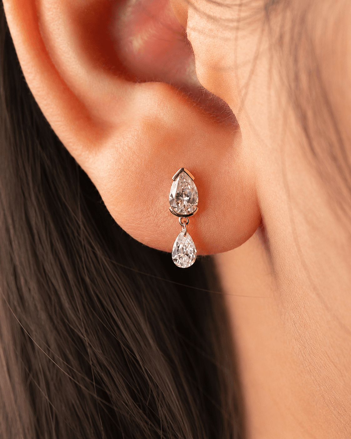 Elvaris Twin Pear Diamond Drop Earrings