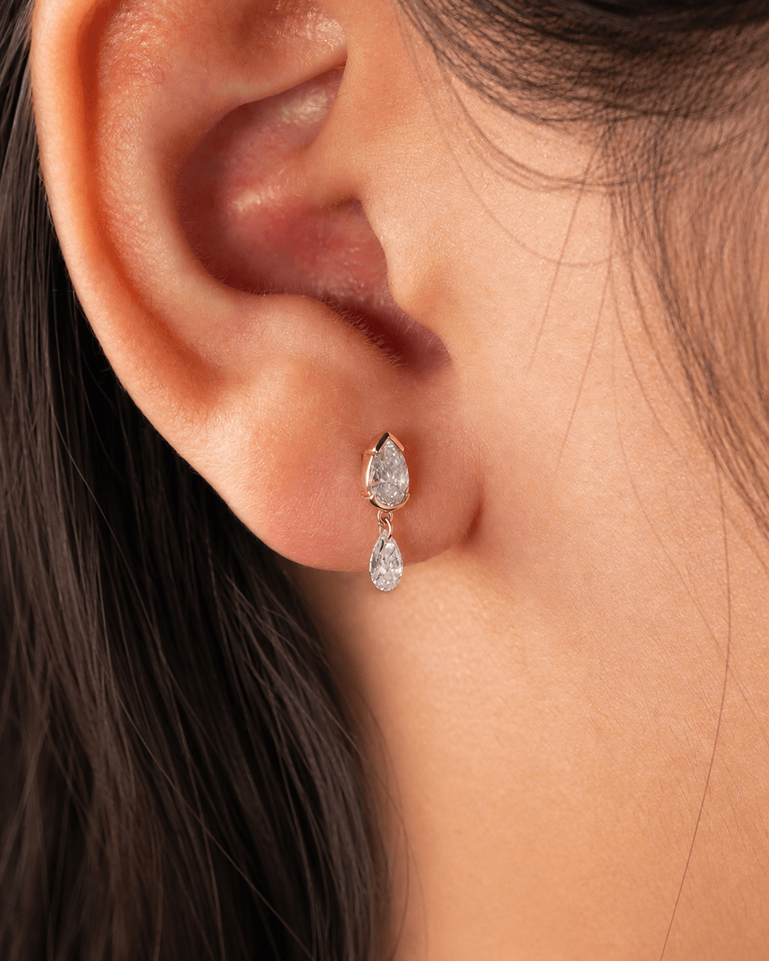 Elvaris Twin Pear Diamond Drop Earrings