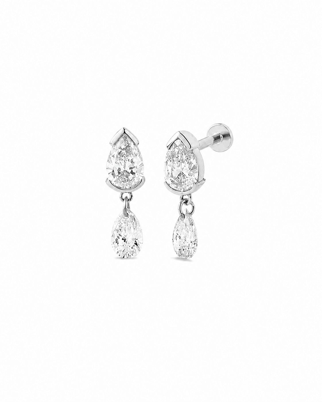 Elvaris Twin Pear Diamond Drop Earrings