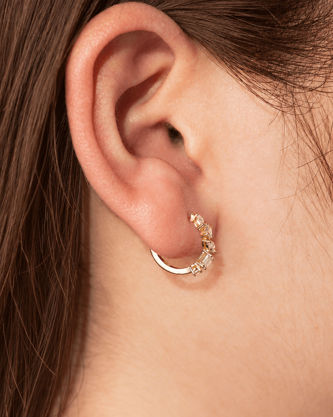 Norevia Mixed Cut Lab Diamond Hoop Earrings