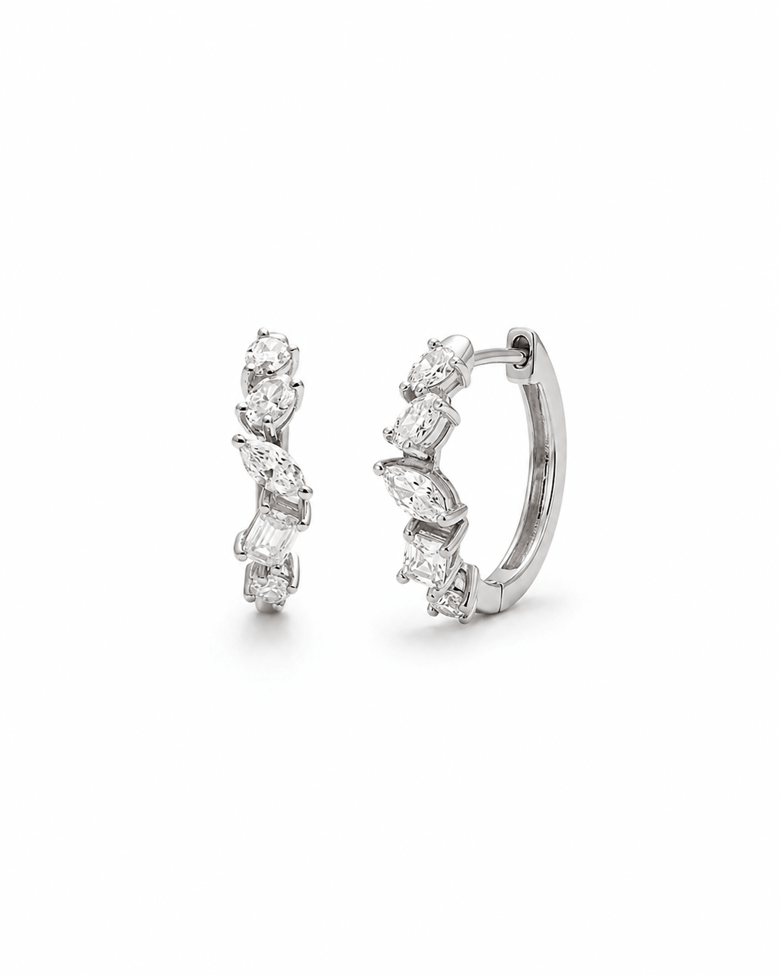 Norevia Mixed Cut Lab Diamond Hoop Earrings
