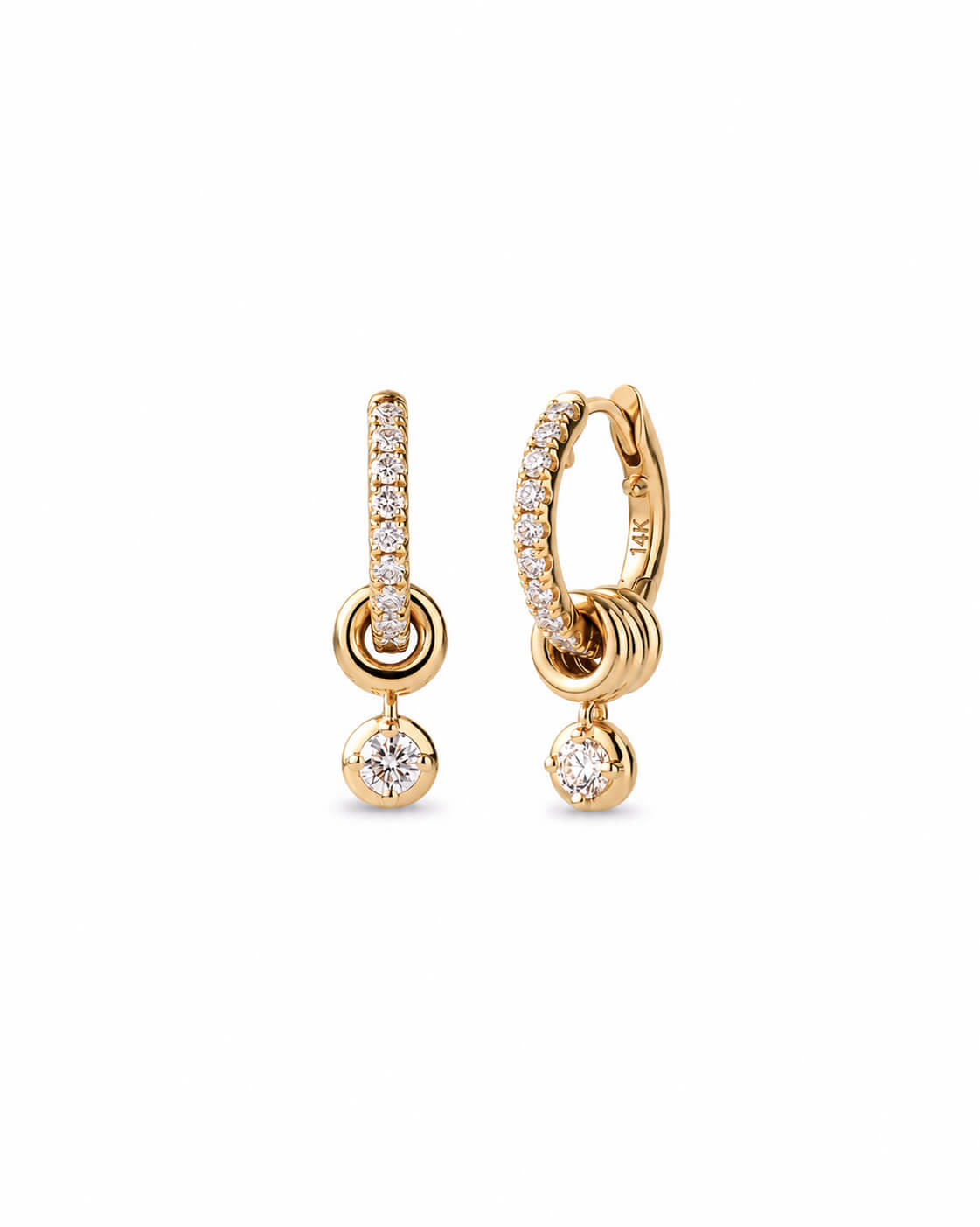 Orlisse Triple Loop Diamond Drop Huggie Earrings