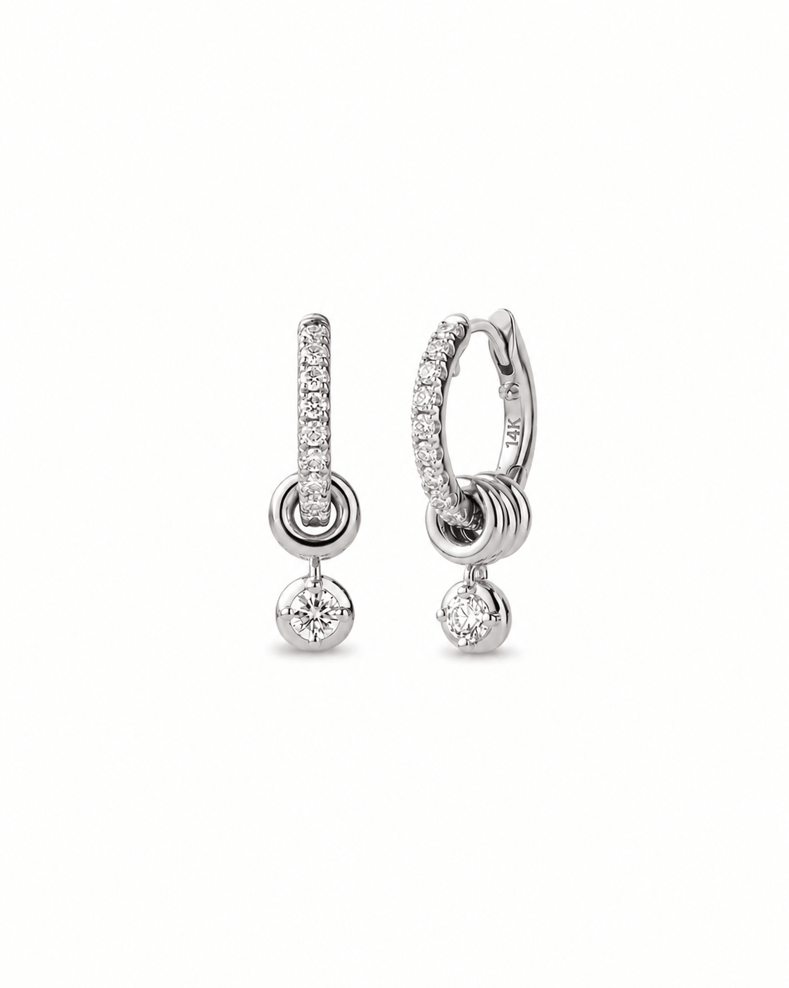 Orlisse Triple Loop Diamond Drop Huggie Earrings
