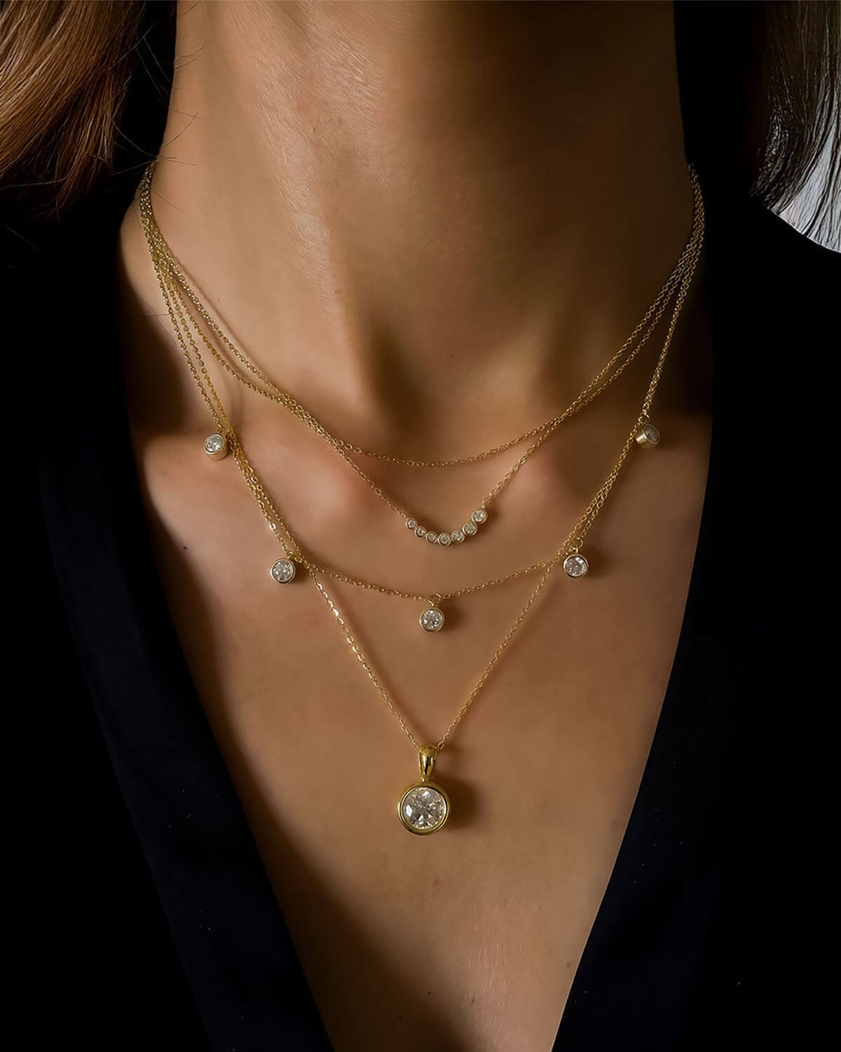 Classic 2ct Solitaire Diamond Necklace in 14K Gold-Opreshyne