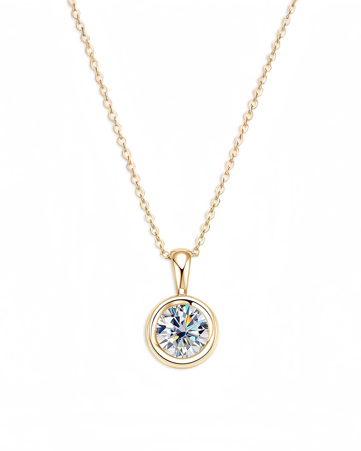 Solitaire Diamond Necklace | Classic 2ct 14K Gold – Opreshyne