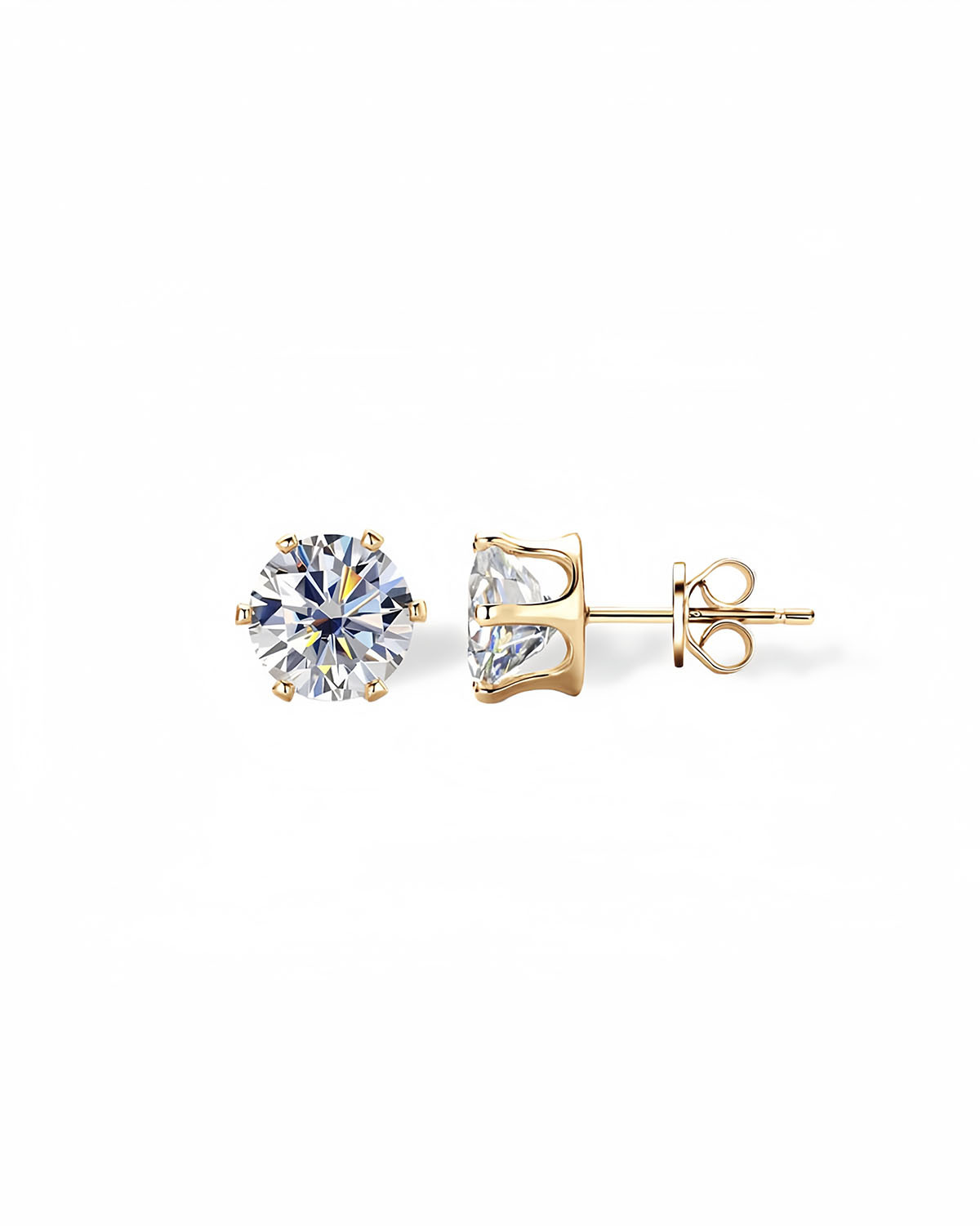Classic Gold Diamond Stud Earrings with Moissanite-Opreshyne