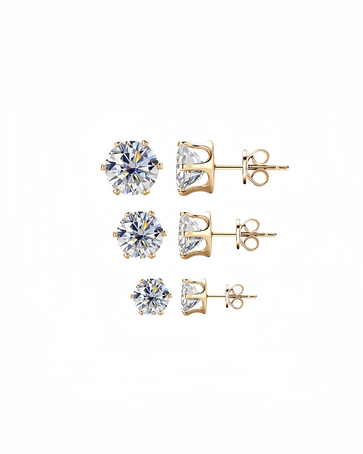 Classic Gold Diamond Stud Earrings with Moissanite-Opreshyne