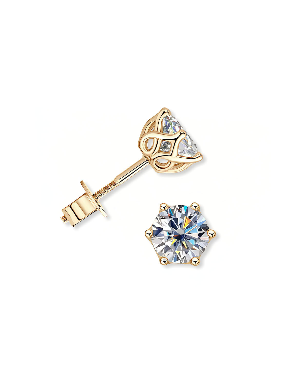 Classic Gold Diamond Stud Earrings | Lab Diamond Jewelry