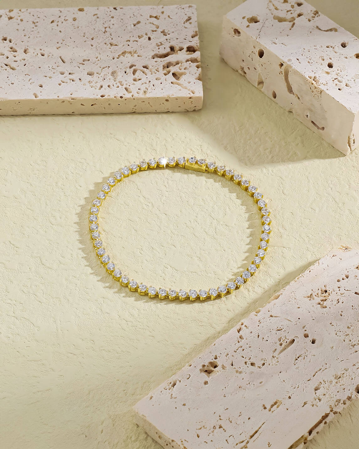Classic Gold and Diamond Tennis Bracelet 2.7mm-Opreshyne