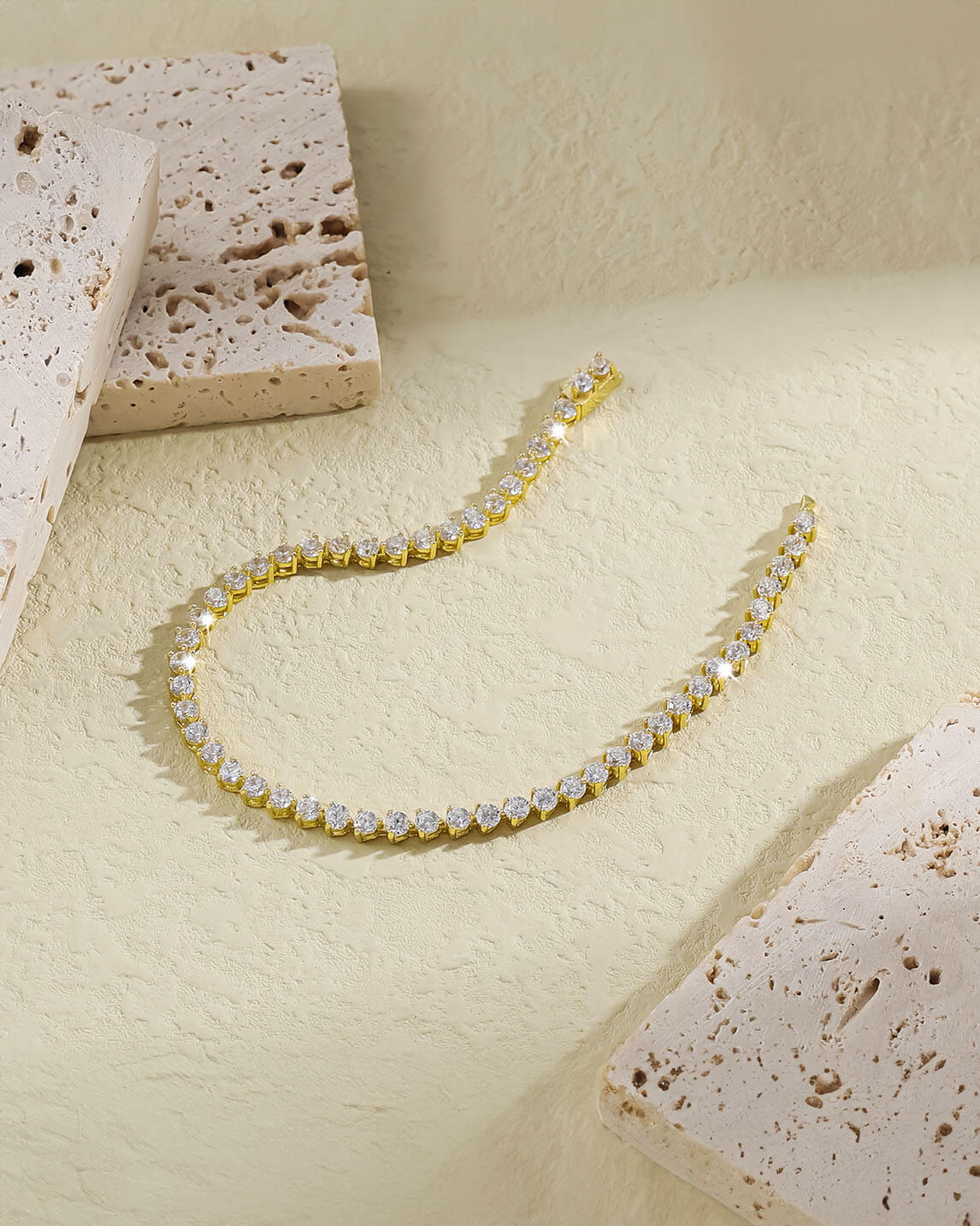 Classic Gold and Diamond Tennis Bracelet 2.7mm-Opreshyne