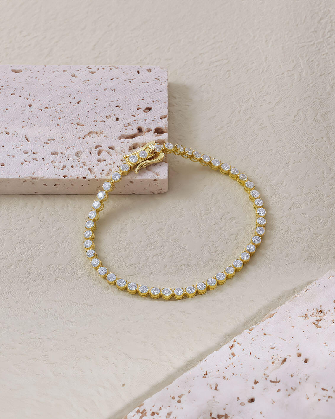 Classic Gold and Diamond Tennis Bracelet 3mm-Opreshyne
