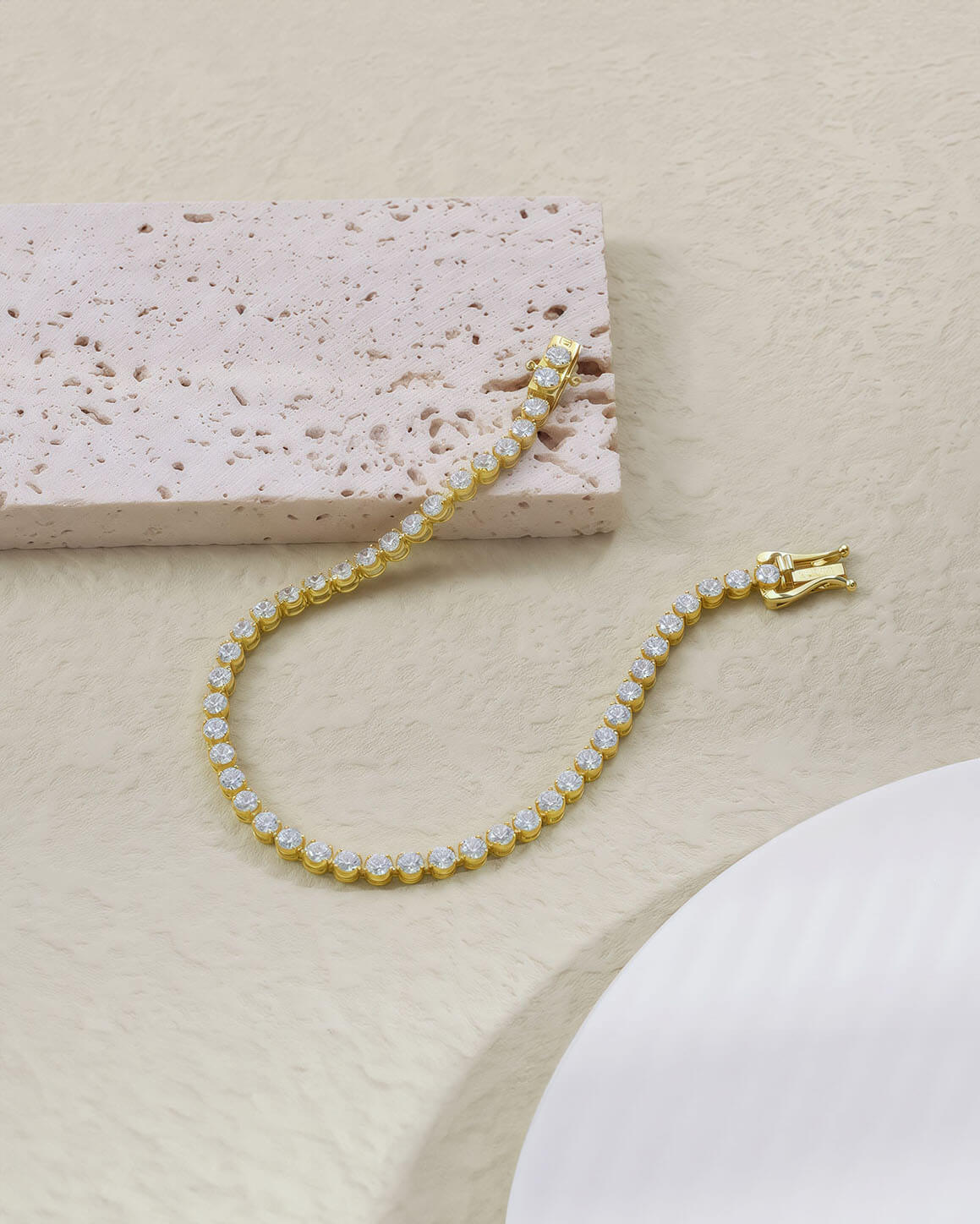 Classic Gold and Diamond Tennis Bracelet 3mm-Opreshyne