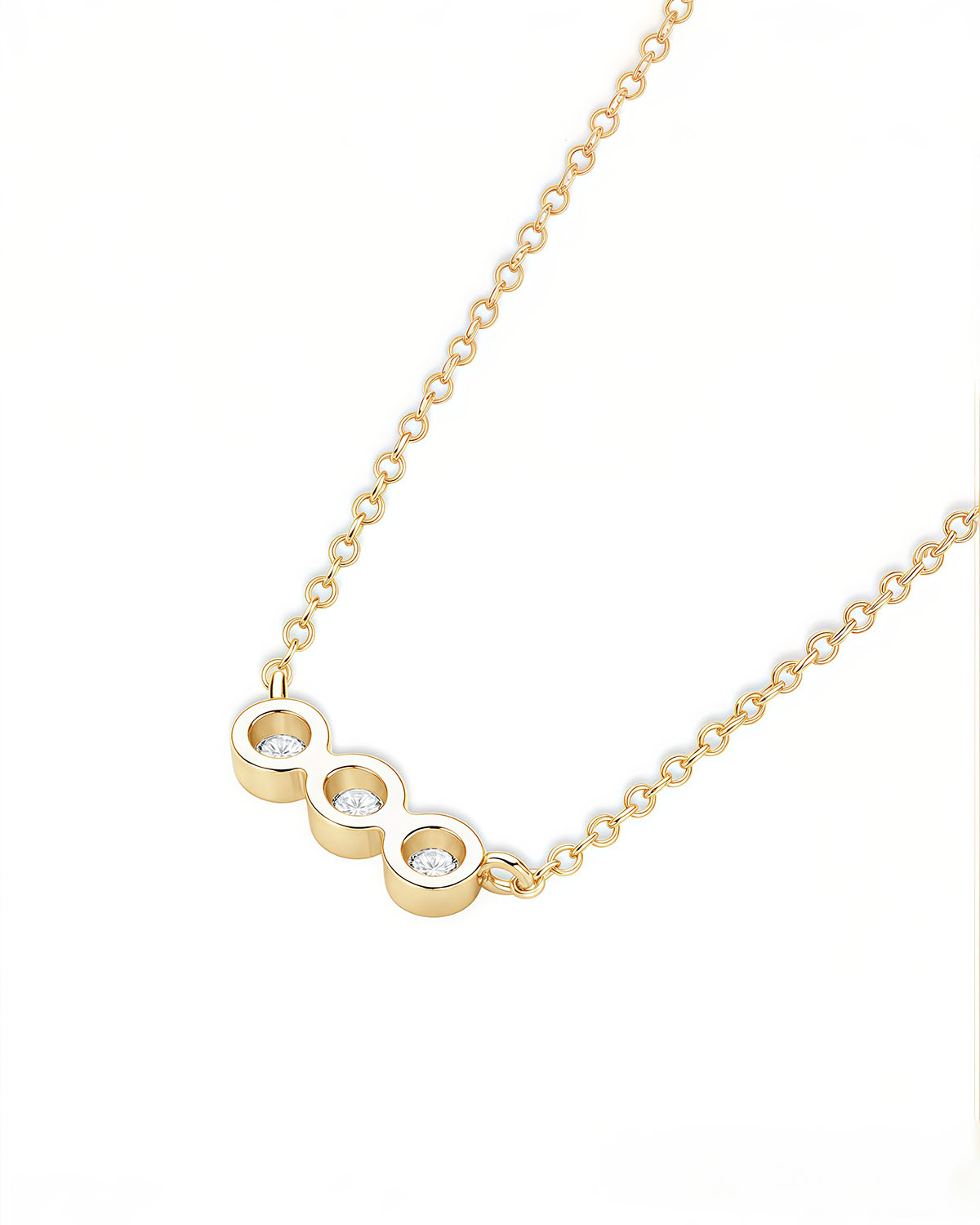 【CELINE】Celine Triomphe Trio Necklace【ランク：Ｓ】 Three Diamond Necklace | Classic in 14K Gold – Opreshyne