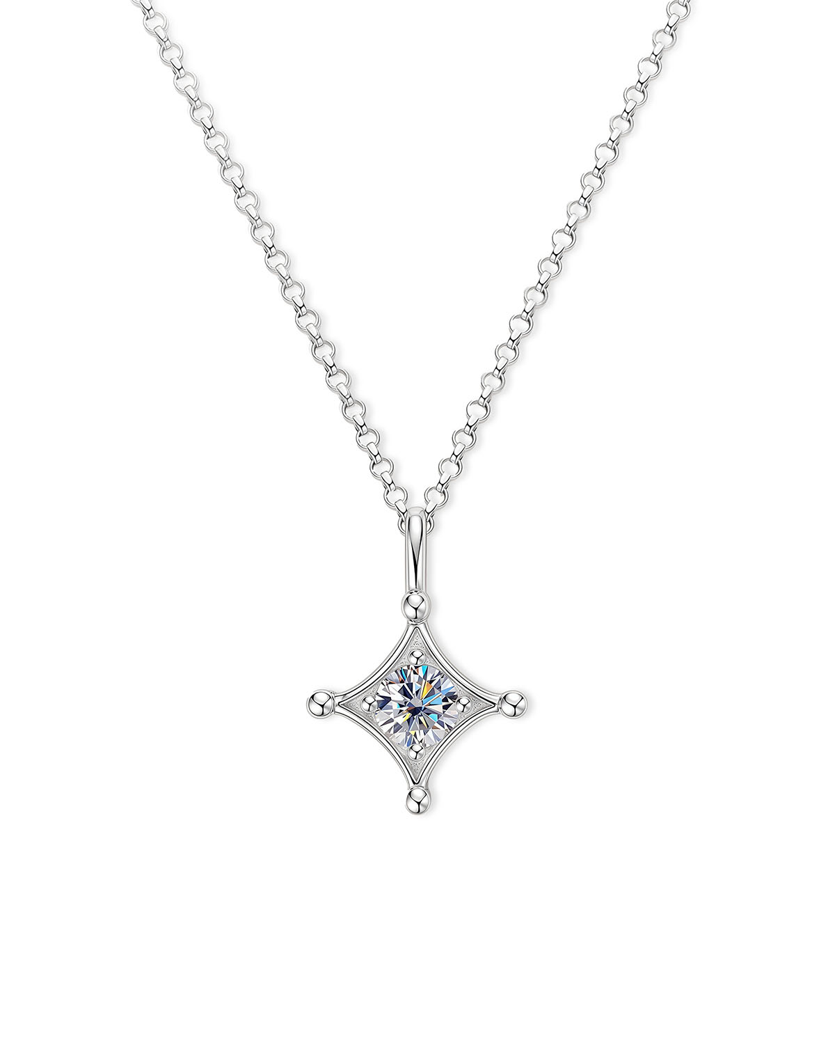 Single Diamond Necklace | Four Point Star Design – Opreshyne