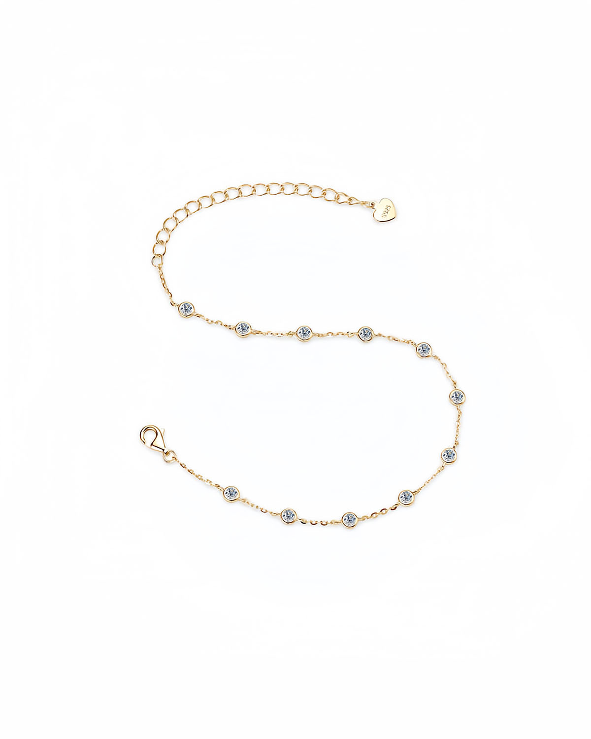 Dainty Diamond Gold Bracelet with Moissanite Accents-Opreshyne