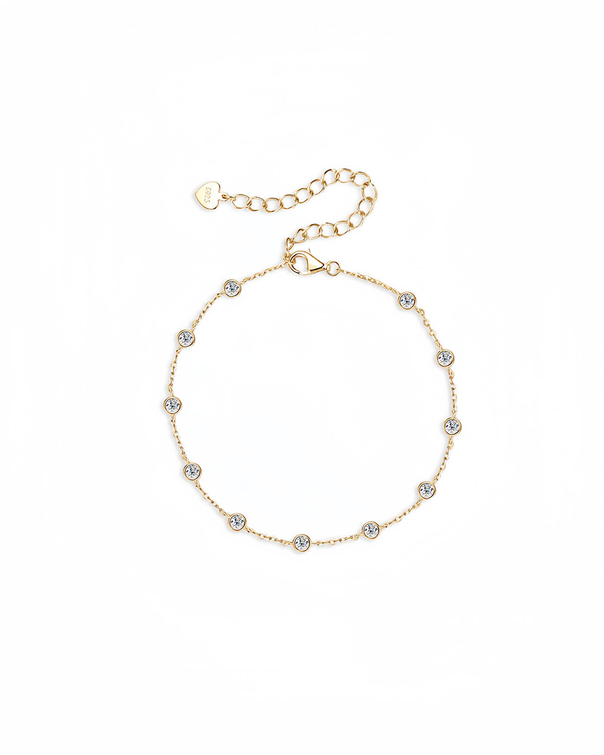 Dainty Diamond Gold Bracelet with Moissanite Accents-Opreshyne