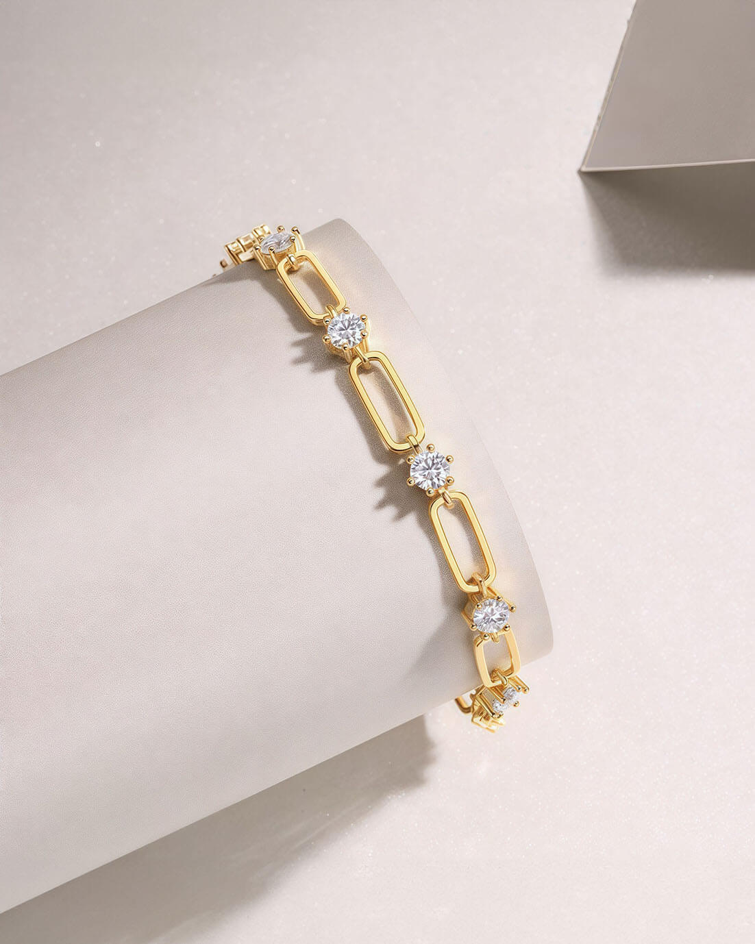 Delicate Moissanite Diamond Chain Bracelet in 14K Gold-Opreshyne