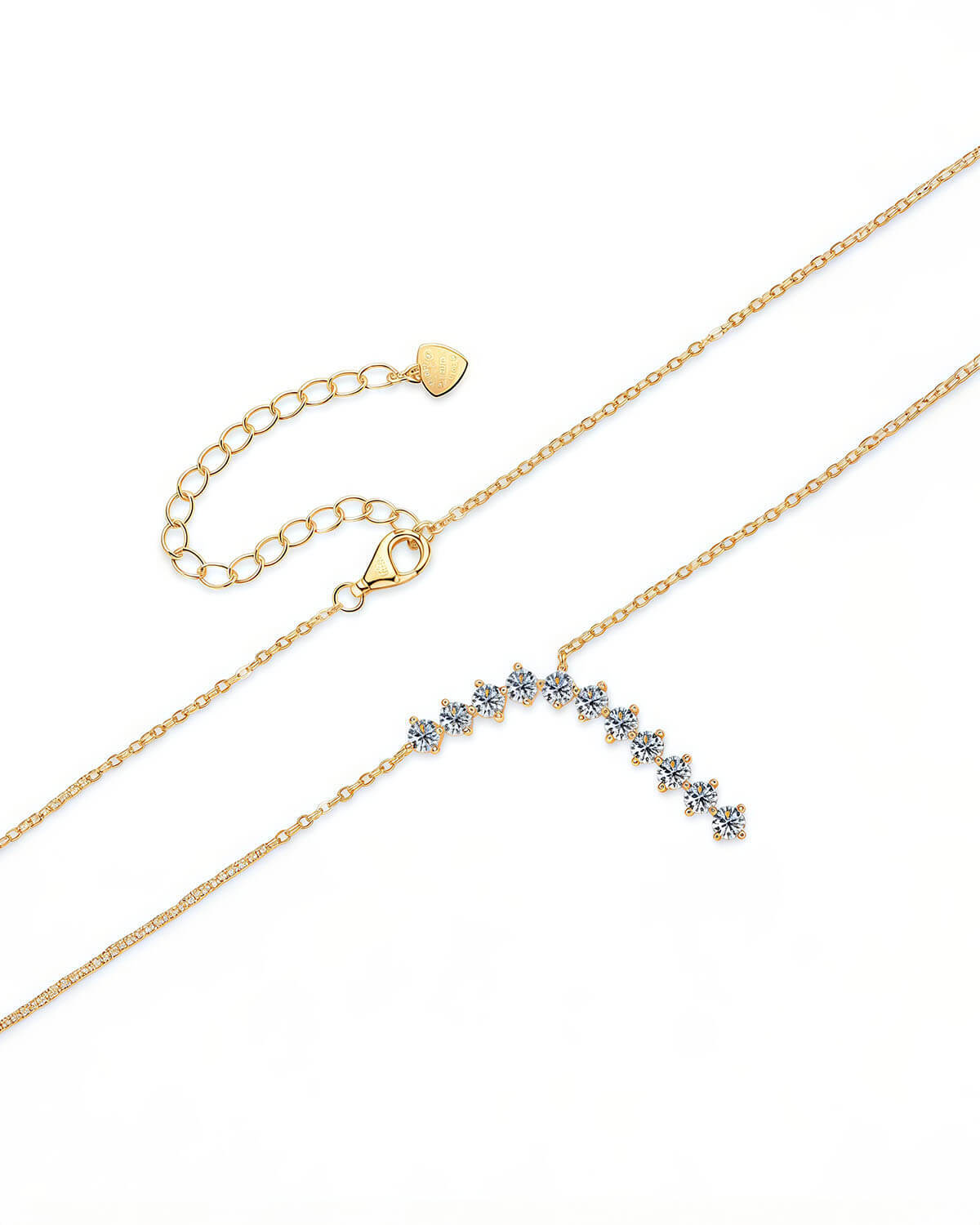 Diamond Bezel Necklace with Moissanite Sparkle-Opreshyne