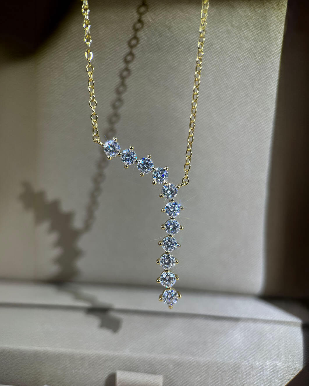 Diamond Bezel Necklace with Moissanite Sparkle-Opreshyne
