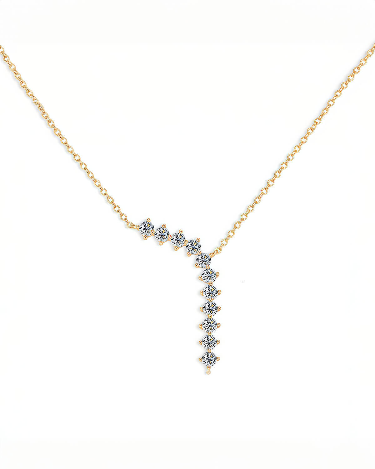 Diamond Bezel Necklace with Moissanite Sparkle-Opreshyne