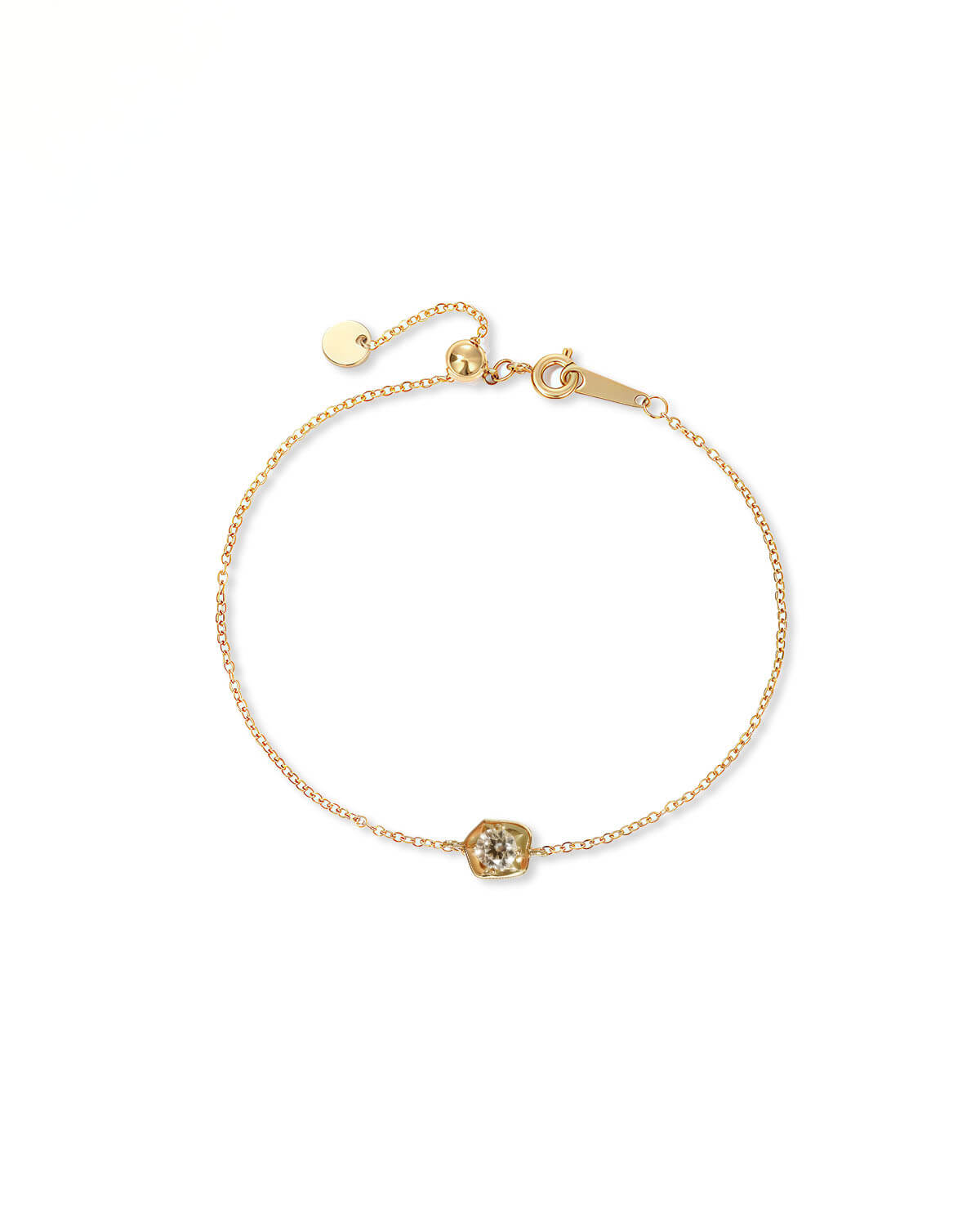 Diamond Bracelets For Women | 14K Gold Bean Shaped Lab Diamond Bezel Bracelet